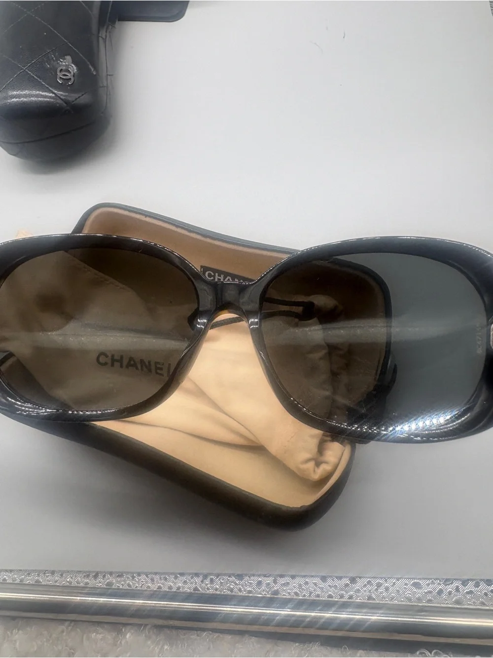Chanel 5113 Camellia Tortoise Oversized Sunglasses With Case